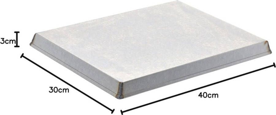 Rechthoekige Aluminium Bakplaat 40 x 30 cm Zilver Zwart