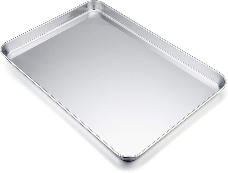 Rechthoekige bakplaat bakvorm van roestvrij staal voor bakken koken serveren 40 x 30 x 2 5 cm niet giftig en gezond hoogglans gepolijst gemakkelijk te reinigen en