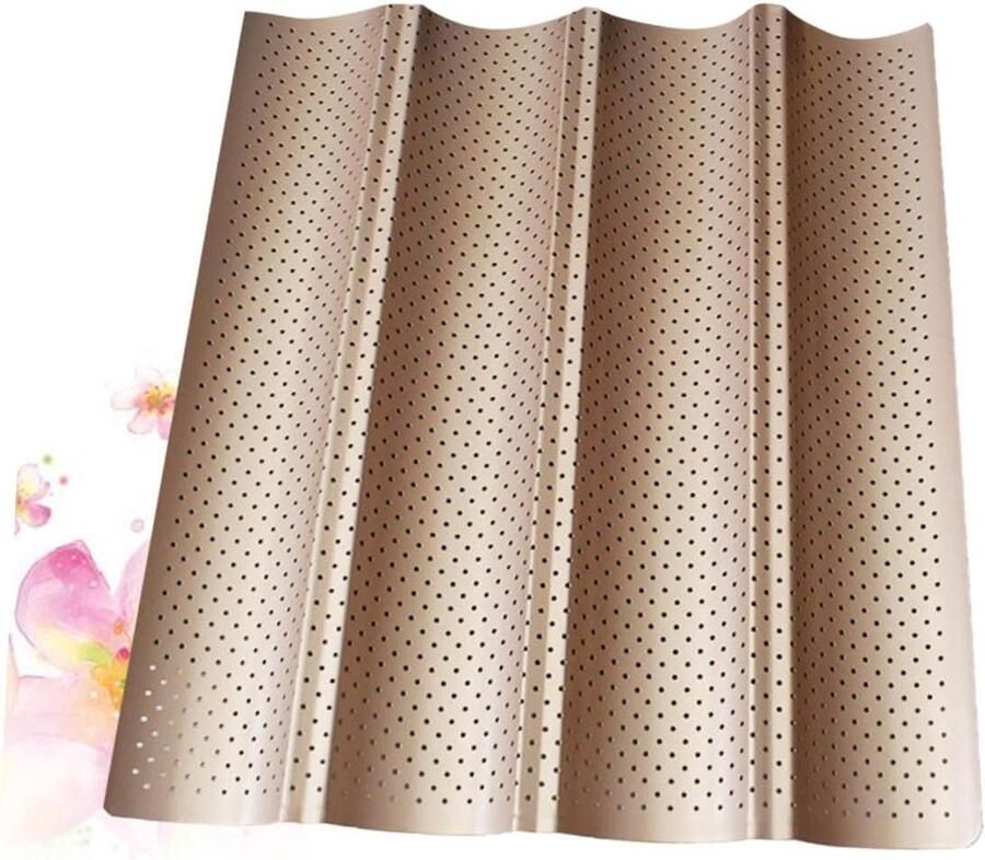 Rechthoekige Bakplaat Brood Bakvorm Gezond Bakken Antiaanbaklaag met Gaten 38x33x2.4cm Goud