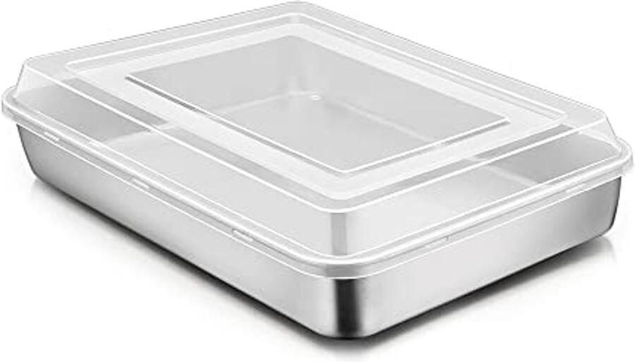 Rechthoekige Bakplaat met Deksel 26.5x20x5cm Ideaal voor Taarten Brownies en Lasagne