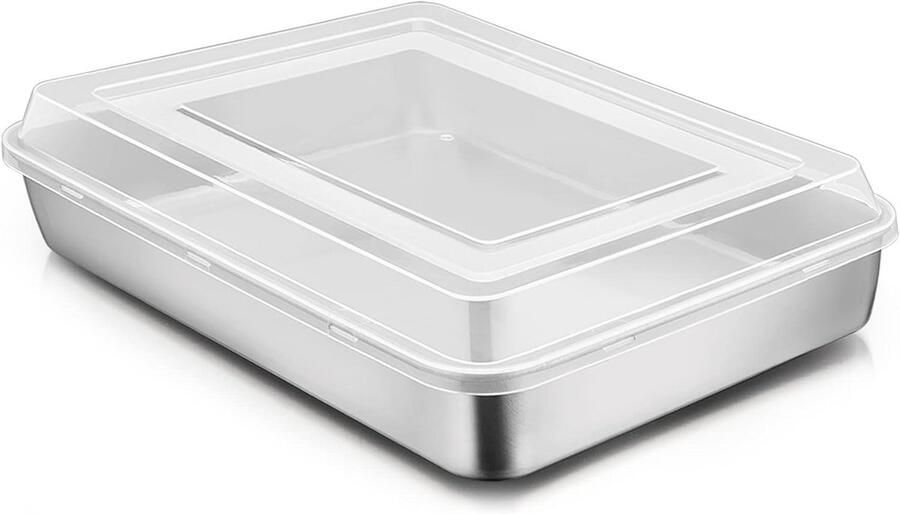 Rechthoekige Bakplaat met Deksel 26.5x20x5cm Ideaal voor Taarten Brownies en Lasagne