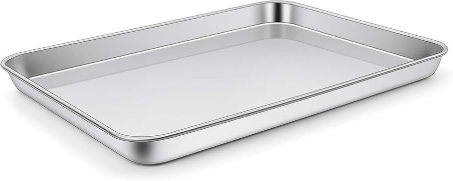 Rechthoekige bakplaat Ovenplaat Bakken en braden Roestvrij staal 40x30 cm Zilver