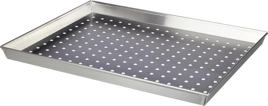 Rechthoekige Bakplaat Taartvorm Pizza Gebak Bakken Geperforeerd Ontwerp 45 x 35 cm Zilver