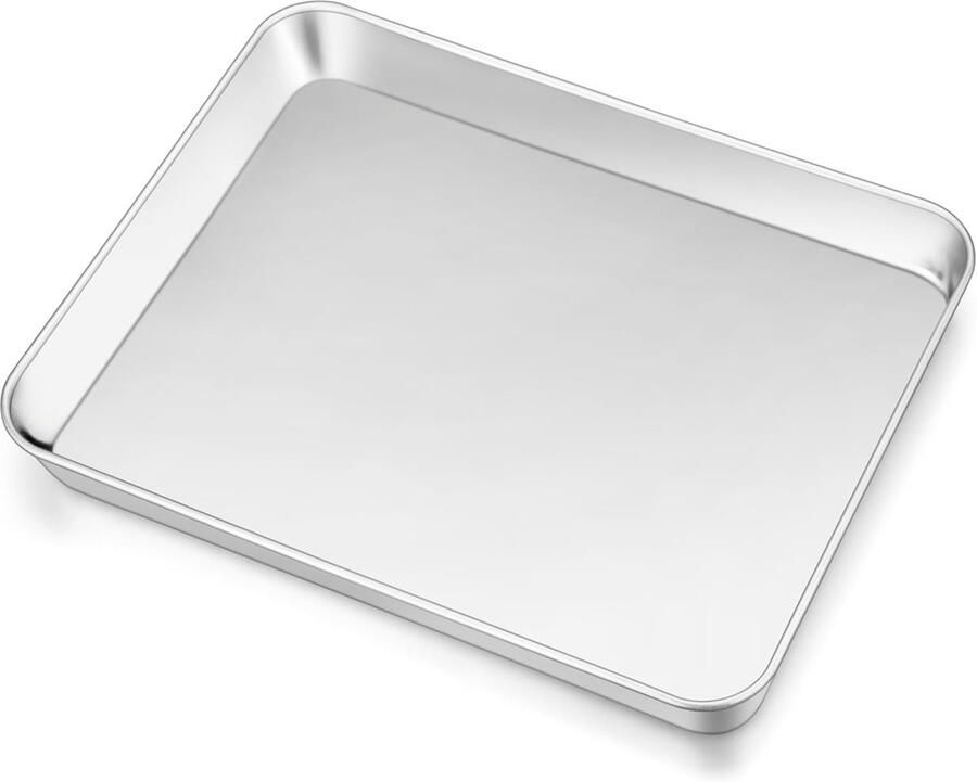 Rechthoekige bakplaat van roestvrij staal ovenplaat voor bakken en braden vaatwasserbestendig 26 5 x 20 5 x 2 5 cm