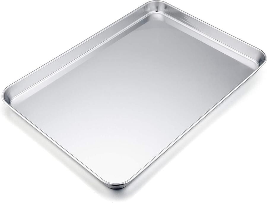 Rechthoekige bakplaat van roestvrij staal voor bakken koken en serveren 40 x 30 x 2 5 cm niet-toxisch eenvoudig schoon te maken en duurzaam