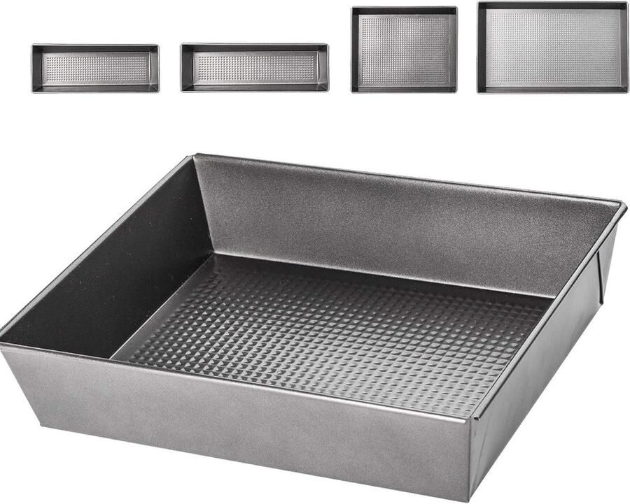 Rechthoekige Bakplaat voor Taarten Cakes en Brood Antiaanbak Staal 27 5 x 22 5 x 6 cm