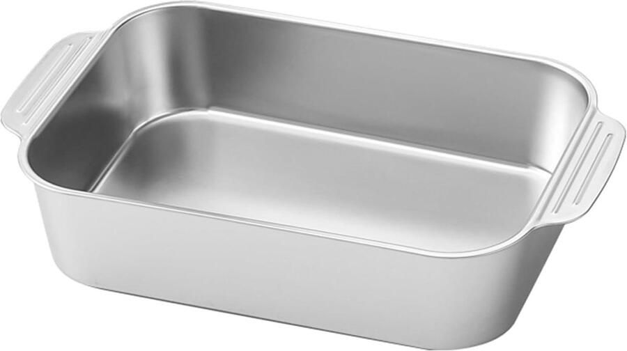 Rechthoekige braadpan Diepe bakplaat Oven gerechten maken Roestvrij staal 37 cm diep Zilver