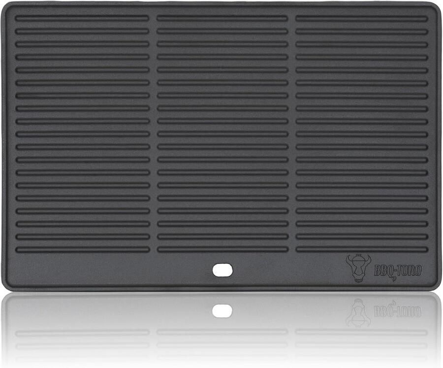 Rechthoekige gietijzeren grillplaat 48.5 x 40 cm Omkeerbaar en veelzijdig voor grillen bakken en braden