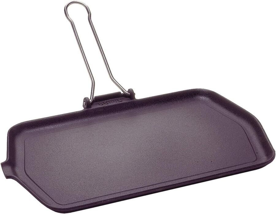 Rechthoekige Grillpan Gietijzeren Koekenpan Lekker Koken Geëmailleerde Afwerking 36 x 23 cm Zwart