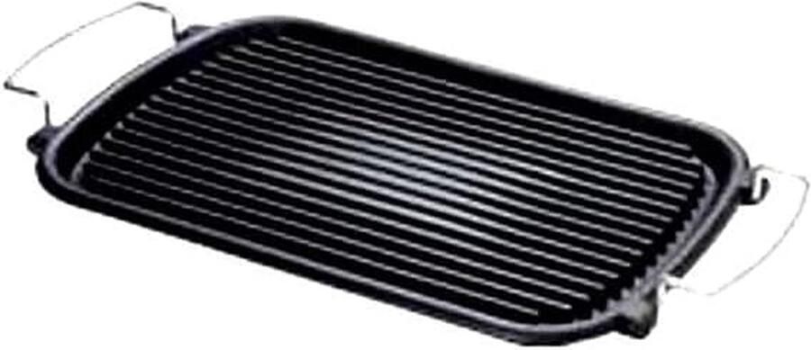 Rechthoekige Grillpan Gietijzeren Pan Steak Bakken Gietijzeren Constructie 24 x 37 cm Antraciet