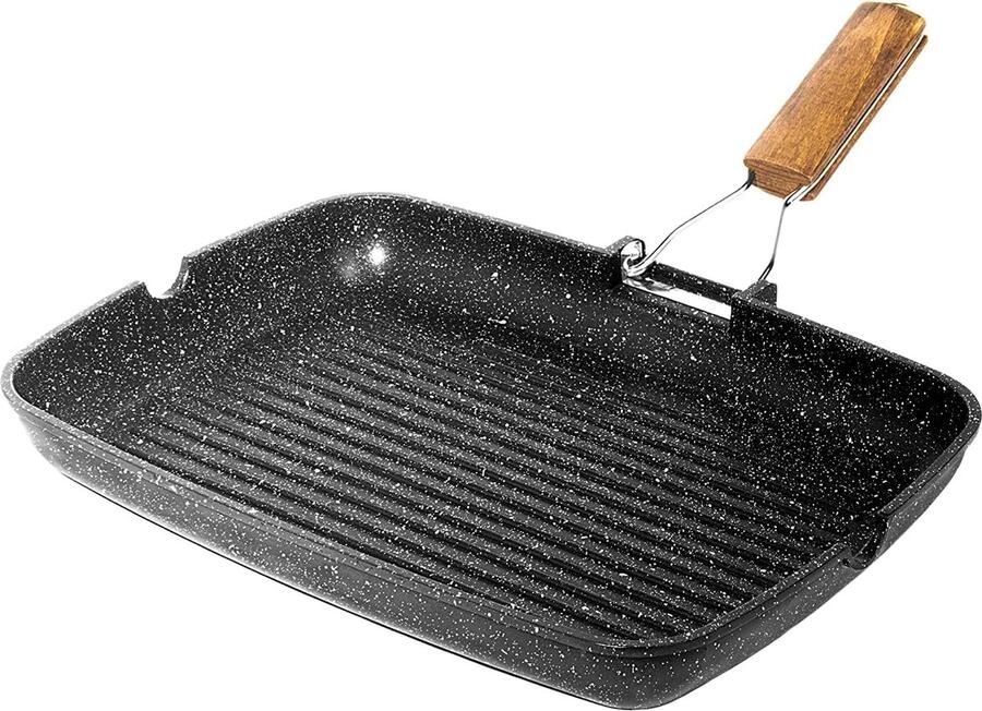 Rechthoekige Grillpan met Antiaanbaklaag 36x23 cm Inklapbaar & Vaatwasserbestendig