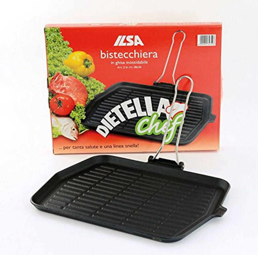 Rechthoekige Grillpan van Gietijzer met Antiaanbaklaag 28 x 36 cm