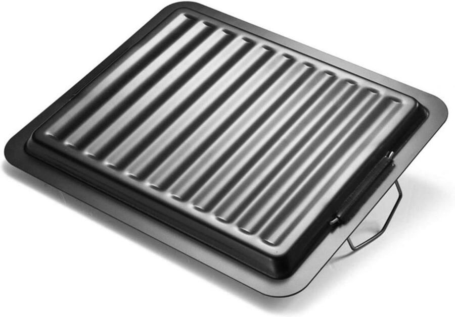 Rechthoekige grillplaat Gietijzeren bakplaat Buiten koken Anti-aanbaklaag 30 x 25 cm Zwart