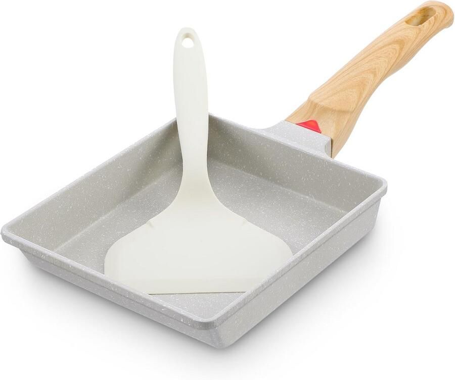Rechthoekige Koekenpan voor Tamagoyaki en Japanse Omelet Antiaanbak met Spatel