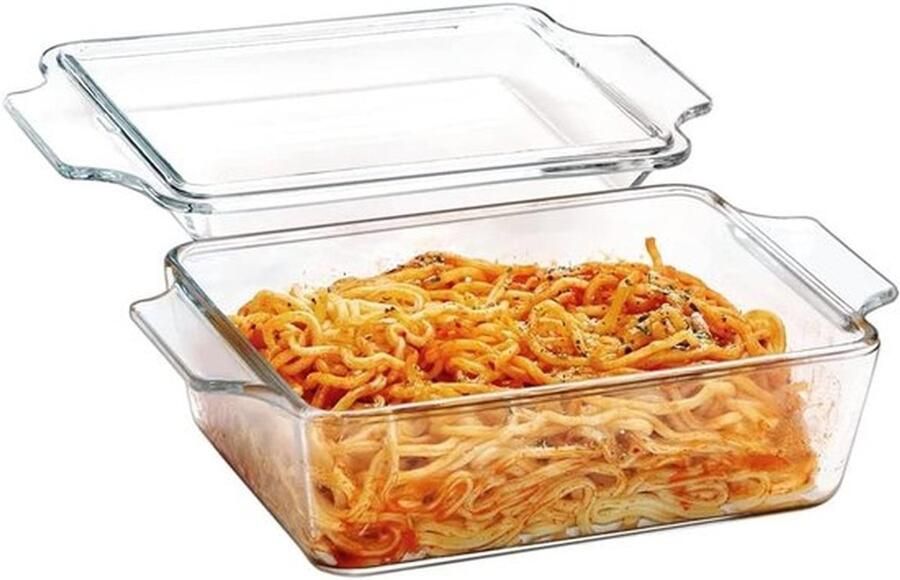 Rechthoekige ovenschaal met deksel 1L ideaal voor lasagne 17x14.5x6cm oven- en magnetronbestendig perfect voor maaltijden