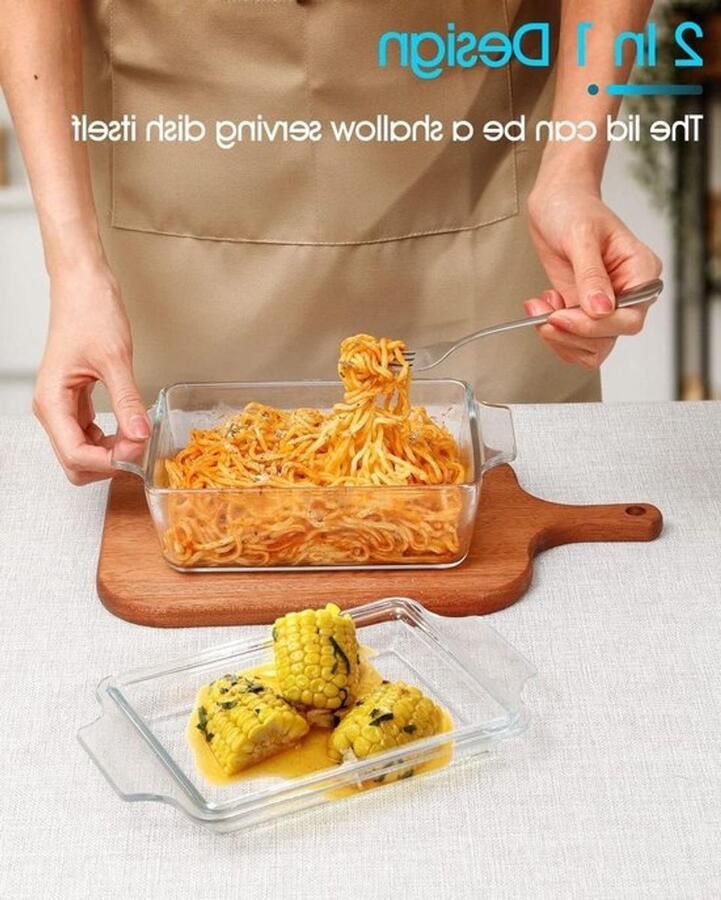 Rechthoekige ovenschaal met deksel 1L individuele lasagnevormen 17x14.5x6cm oven- en magnetronbestendig ideaal voor ovenschotels en maaltijden