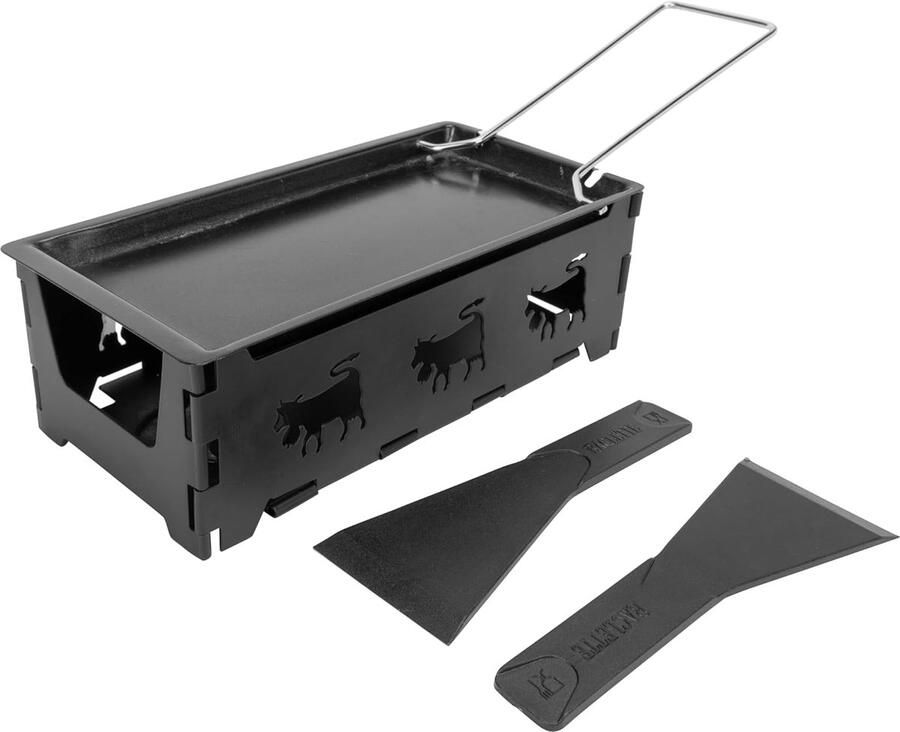 Rechthoekige Raclette Mini Grill Gezellig Tafelen Roestvrij Staal 2 Personen Zilver
