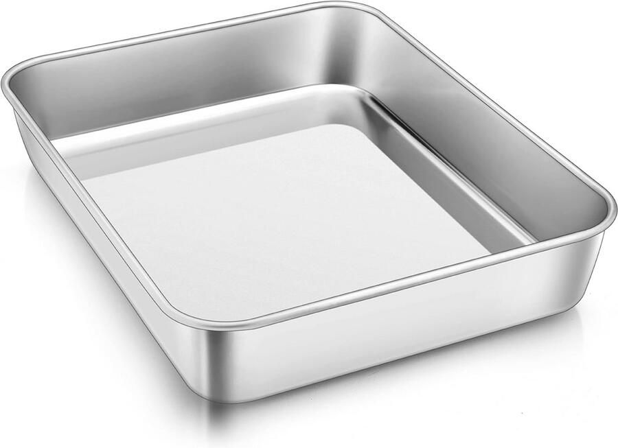 Rechthoekige Roestvrij Stalen Bakplaat Diepe Ovenplaat (23 8 x 18 x 5 cm) voor Bakken Koken en Serveren