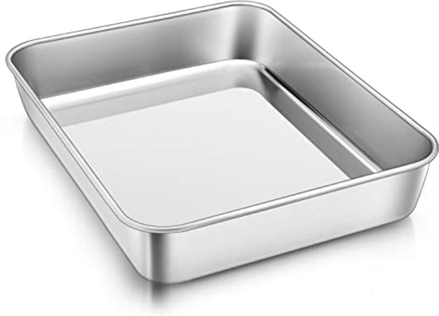 Rechthoekige Roestvrij Stalen Bakplaat Diepe Ovenplaat (23 8 x 18 x 5 cm) voor Bakken Koken en Serveren