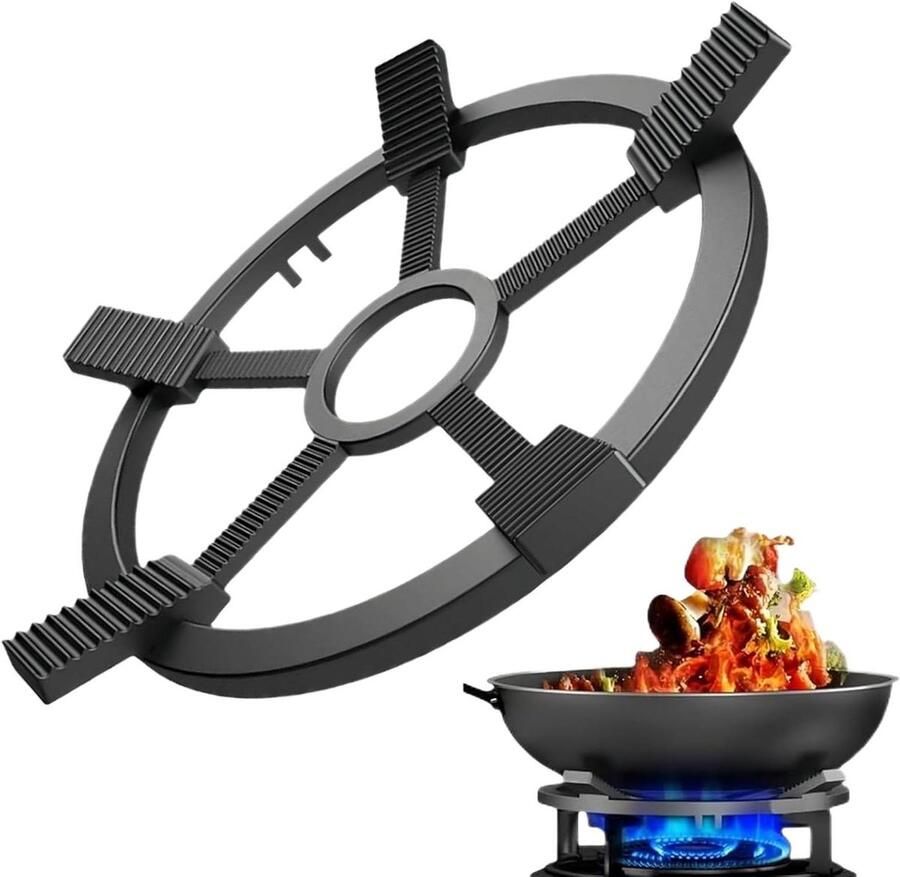 Reductiering Gasfornuis Kachelring Steun Stabiel Koken Robuust Gietijzer 23.5 cm Zwart