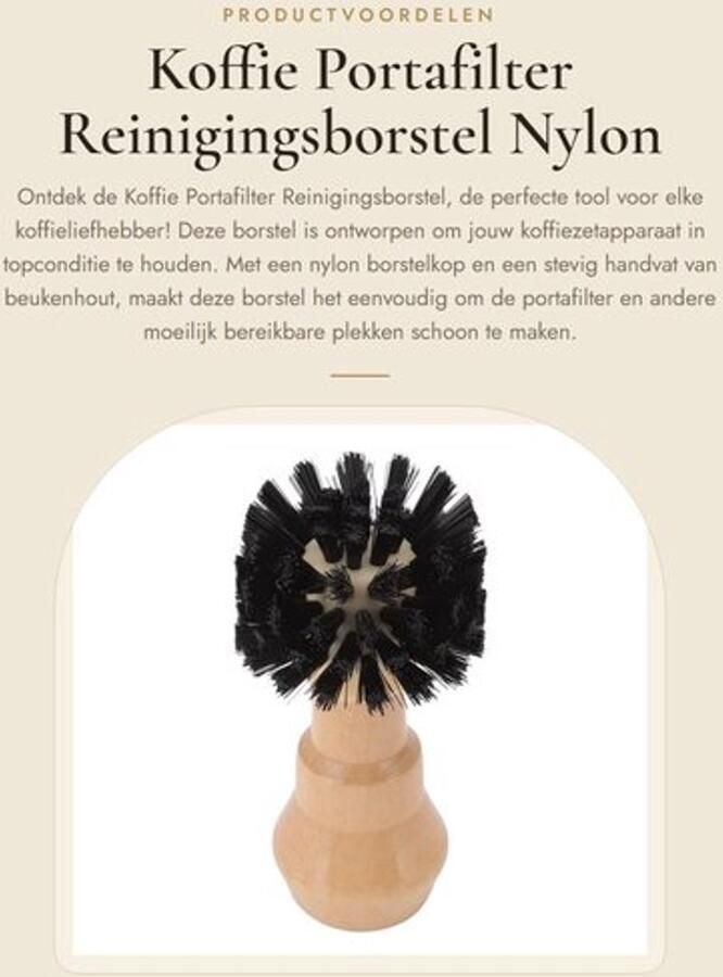 Reinigingsborstel Koffiemachine Gezichtsborstel Nylon Borstelkop Beuken Houten Handvat Keukengereedschap Comfortabel Ontwerp Koffieborstel