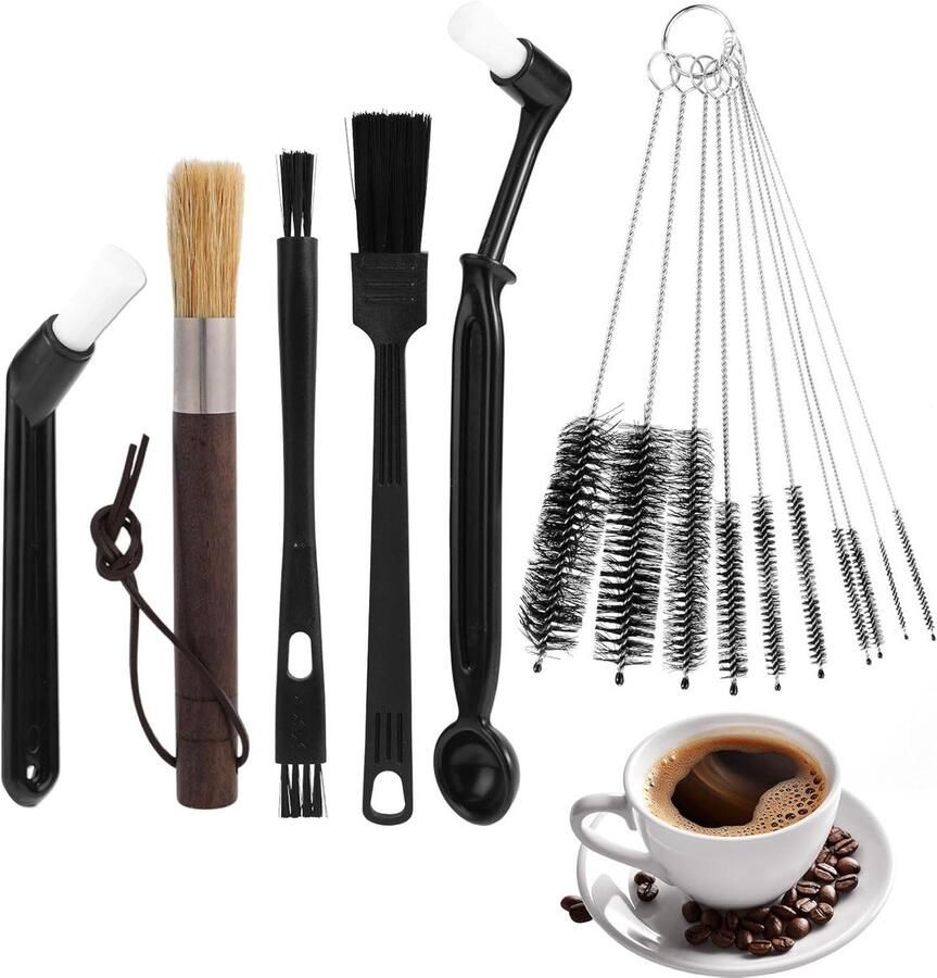 Reinigingsborstel Set Koffiemachine Gereedschap Apparatuur Onderhouden 15 Delige Kit 22 cm Lengte Multicolor