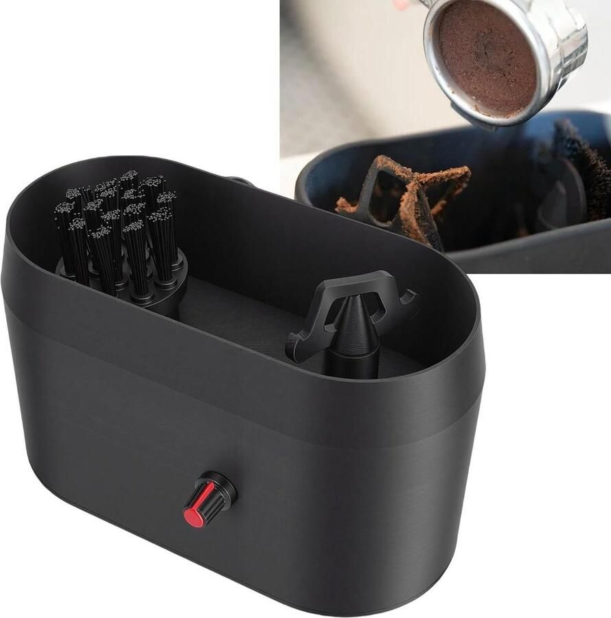 Reinigingsdoos Koffie Portafilter Borstel Espresso Bereiding Morsvrij Ontwerp 18 x 11.5 cm Zwart