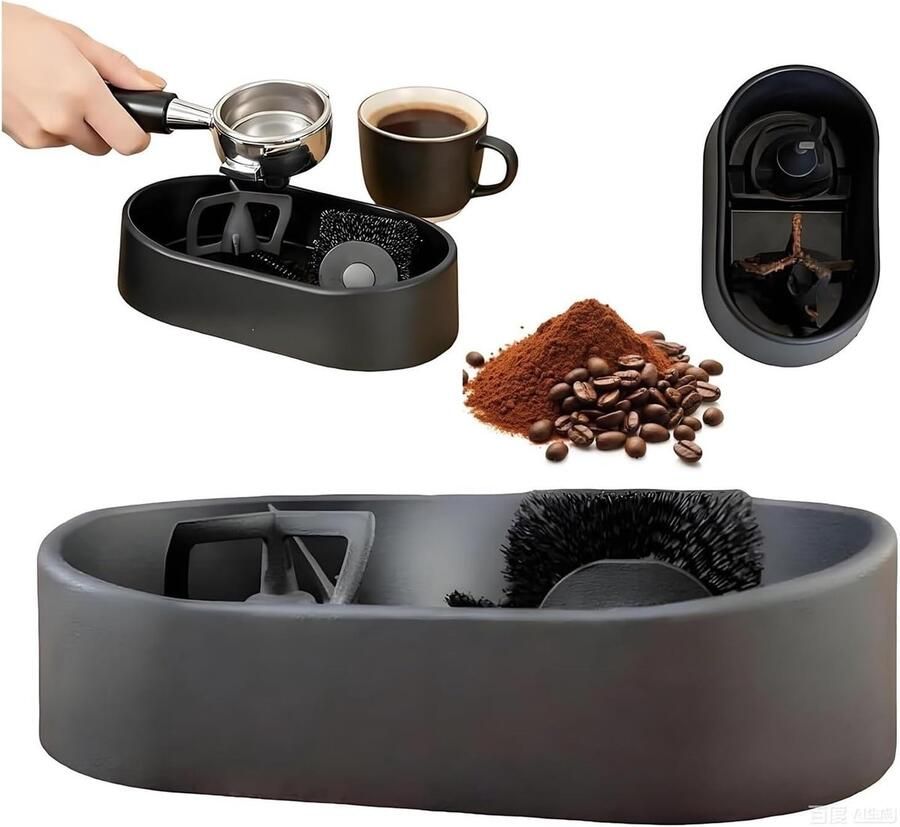 Reinigingsset Portafilter Koffiebak Borstel Espresso Onderhoud Universele Houder 51-58mm Zwart