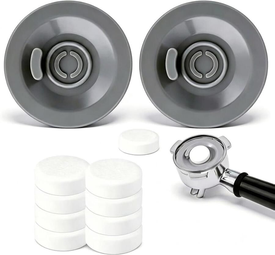 Reinigingsset voor espressomachines met 2 siliconen reinigingsschijven van 54 mm en 8 reinigingstabletjes essentieel voor optimale espresso en onderhoud