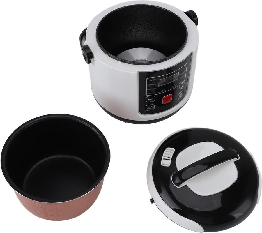 Reis Mini Rijstkoker Compact Kooktoestel Koken Onderweg Multifunctioneel Stoomprogramma 2L Capaciteit Zwart