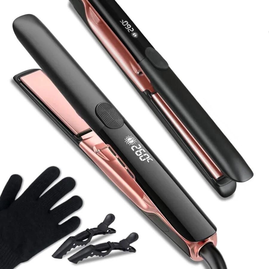 Reis Stijltang Mini Stijltang Draagbaar Stijltang Oplaadbaar Snel opwarmen zwart-roze-met digitaal display