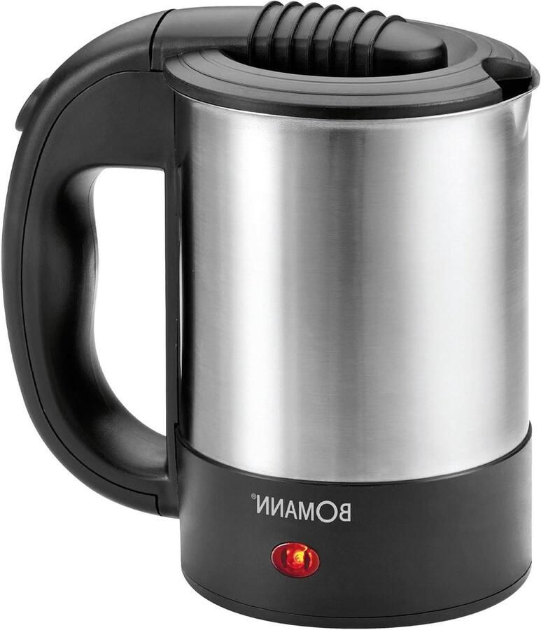 Reis waterkoker Compacte koker Warme dranken maken Inclusief reistas 0.5 liter Zwart RVS