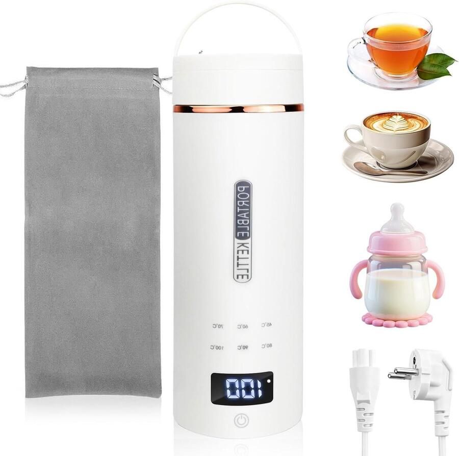 Reis Waterkoker Draagbare Waterkoker Elektrisch Warme Dranken Maken 6 Temperatuurstanden 500 ml Beige