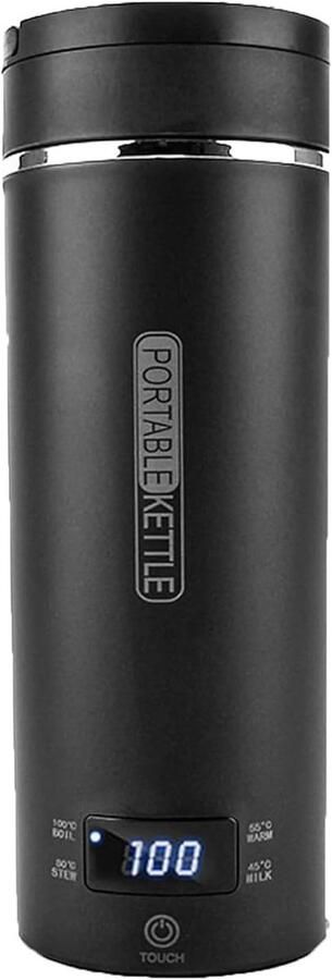 Reis waterkoker Draagbare ketel Warme dranken maken Instelbare temperatuur 500 ml Zwart