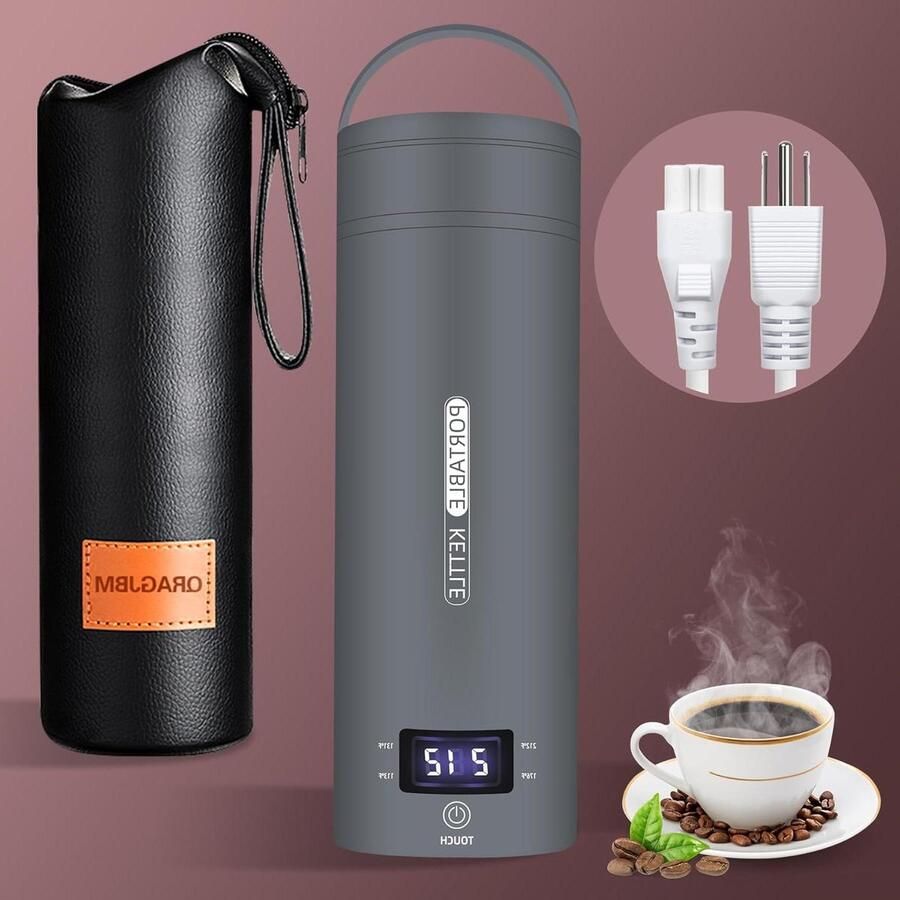Reis Waterkoker Mini Ketel Koffie Thee Maken 4 Temperatuurstanden 450 ml Grijs