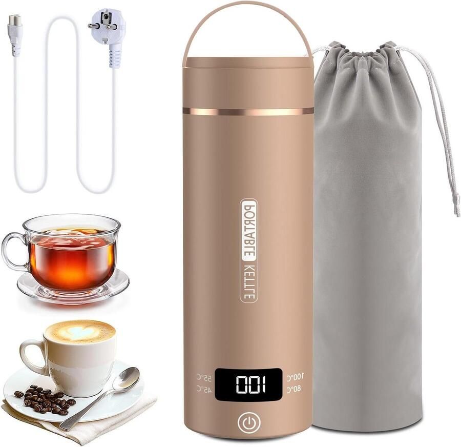 Reis Waterkoker Mini Ketel Snel Water Koken Intelligente Temperatuurregeling 0.5 Liter Bruin