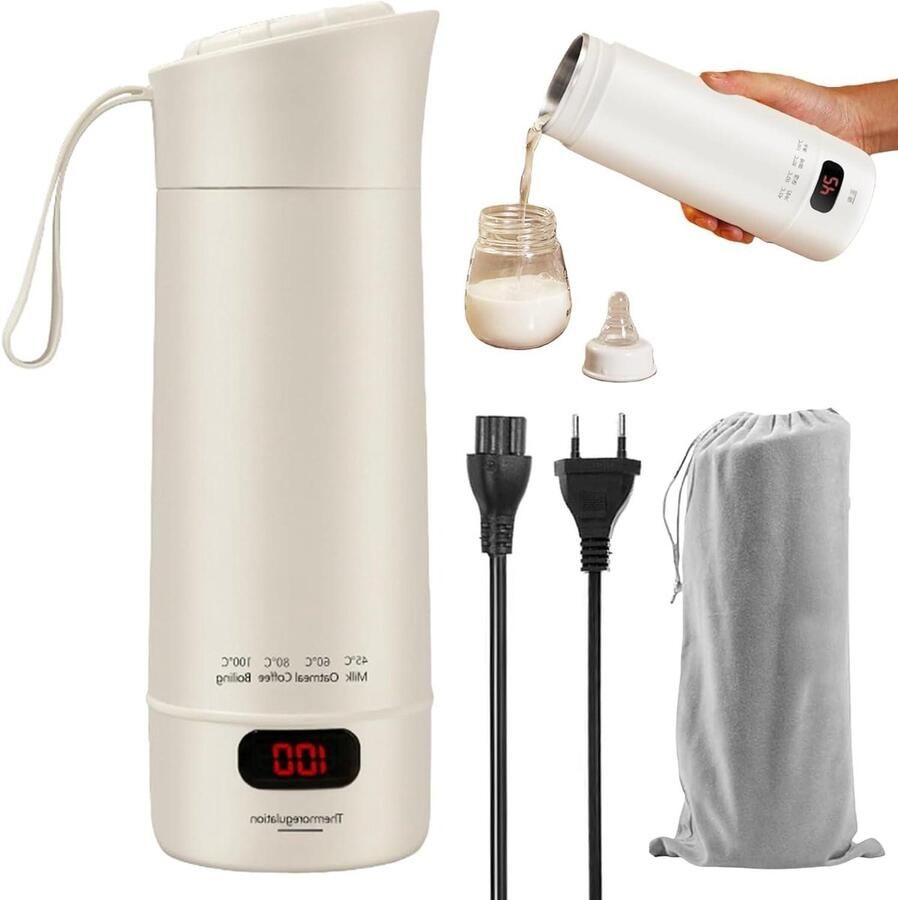 Reis Waterkoker Mini Ketel Warme Drankjes Maken Temperatuur Controle 400 ml Wit