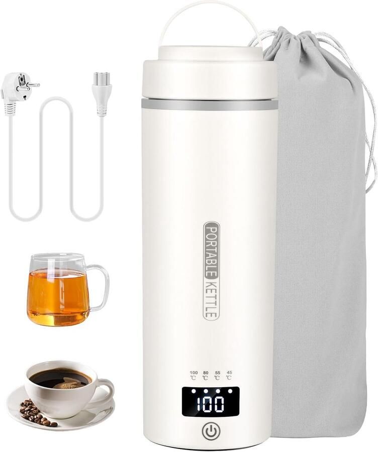 Reis Waterkoker Mini Kettle Warme Drankjes Maken 4 Temperatuurstanden 500 ml Beige