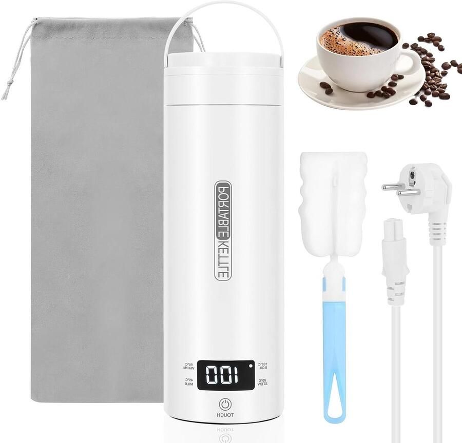 Reis Waterkoker Mini Waterkoker Warme Dranken Maken Dubbelwandige Isolatie 500 ml Wit