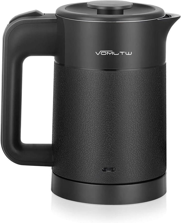 Reis Waterkoker Mini Waterkoker Elektrisch Water Koken Onderweg Dubbelwandig Ontwerp 0.6 L Zwart