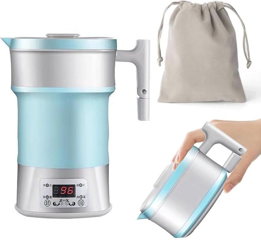 Reis Waterkoker Opvouwbaar Apparaat Koken Onderweg Automatische Spanningsherkenning 800 ml Capaciteit Blauw