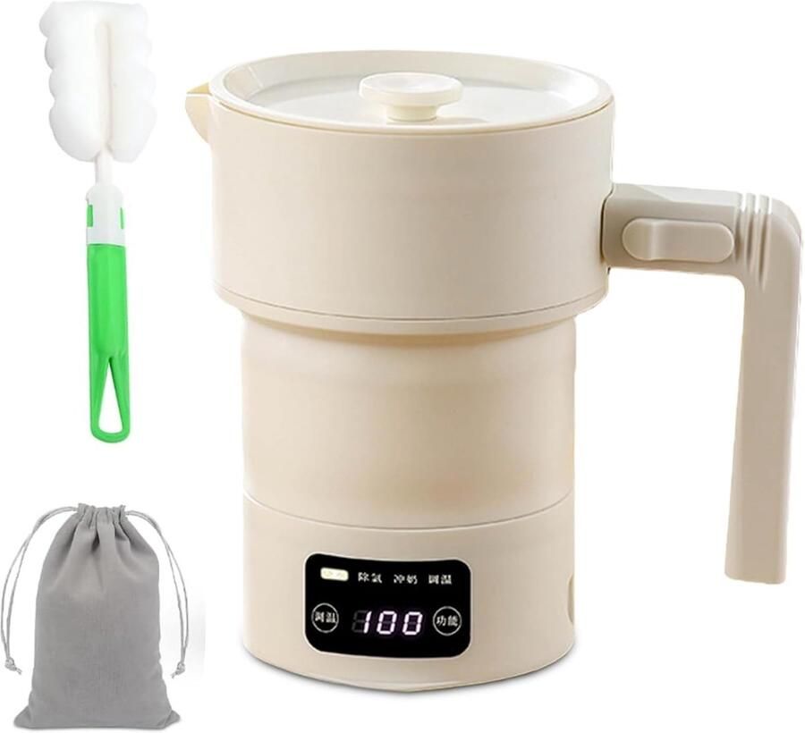 Reis Waterkoker Opvouwbaar Koken Kamperen Onderweg Snelverwarming 550W 600ml Capaciteit Wit