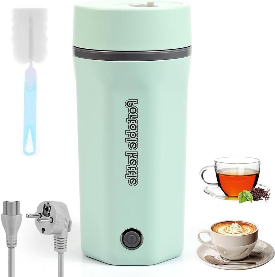 Reis Waterkoker Verwarmende Cup Onderweg Warme Drank Automatische Uitschakeling 500 ml Groen