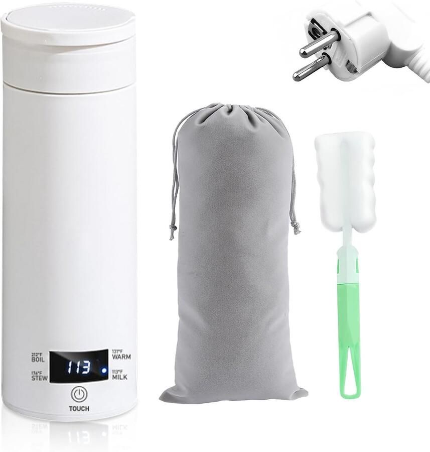 Draagbare Reiswaterkoker 500 ml met Temperatuurregelingen Elektrische Waterbeker voor Camping