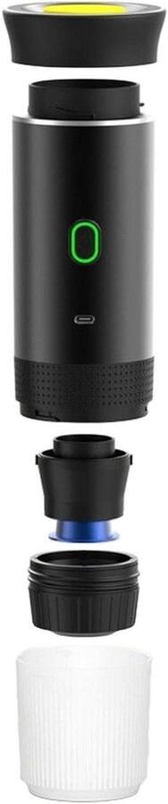 Reiskoffiezetapparaat Draagbare Koffiemachine Koffie Onderweg Oplaadbaar Draadloos 9.7x3.3 Inch Zwart