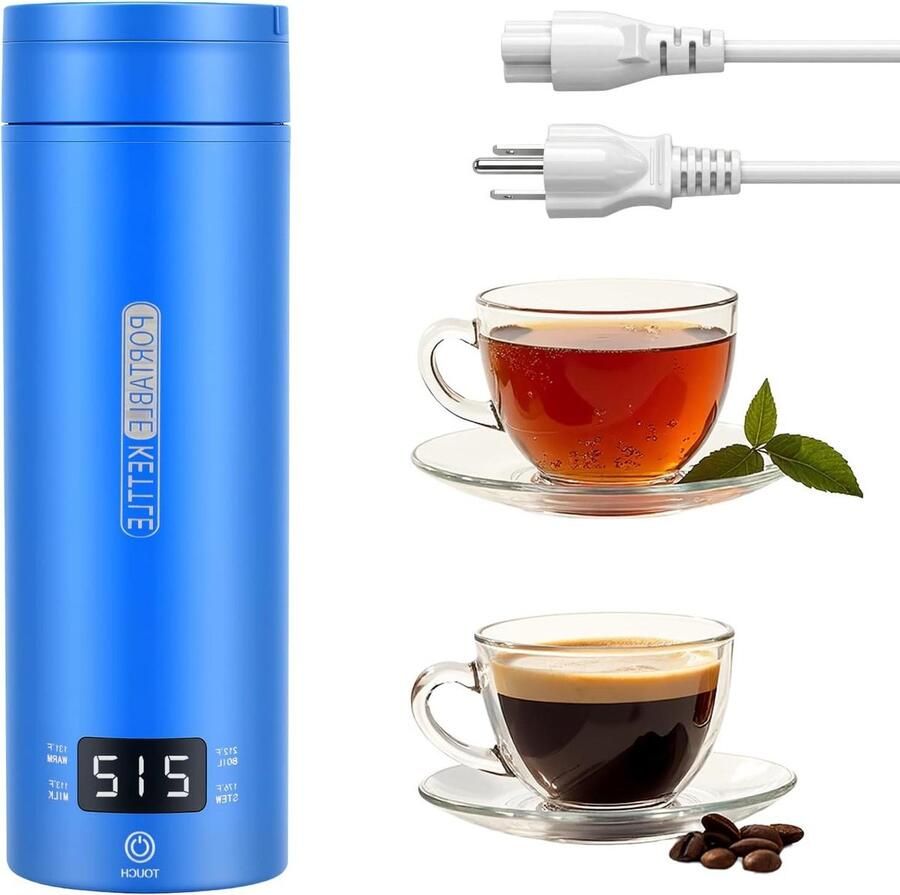 Reiskoker Thermosfles Warme Dranken Maken Temperatuur Display 0.5 Liter Blauw