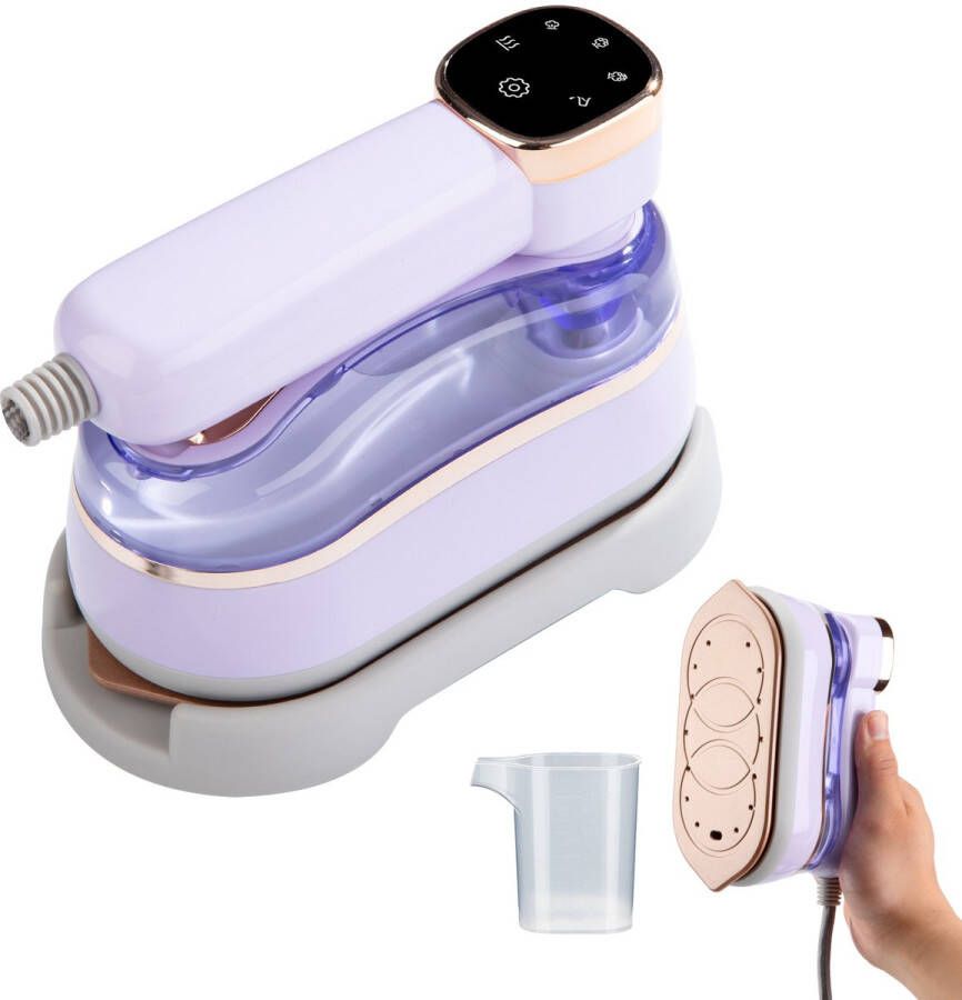 Reisstrijkijzer 1400W 2-in-1 reisstomer voor kleding 220-240V draagbaar stoomstrijkijzer 10 seconden snel opwarmen 180 ml afneembare tank lichtgewicht handheld stomer voor op reis (paars)