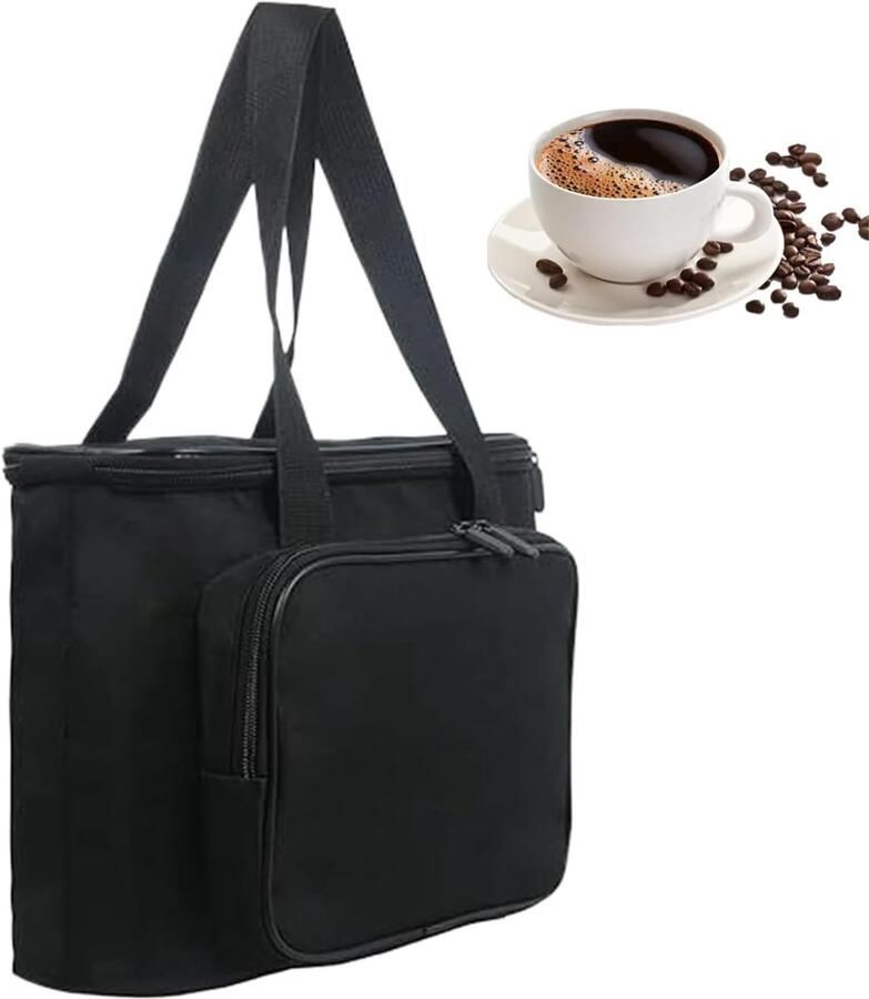 Reis Koffiezetter Tas Draagbare Organizer Koffie Onderweg Schokbestendige Bescherming 24W x 6H cm Zwart