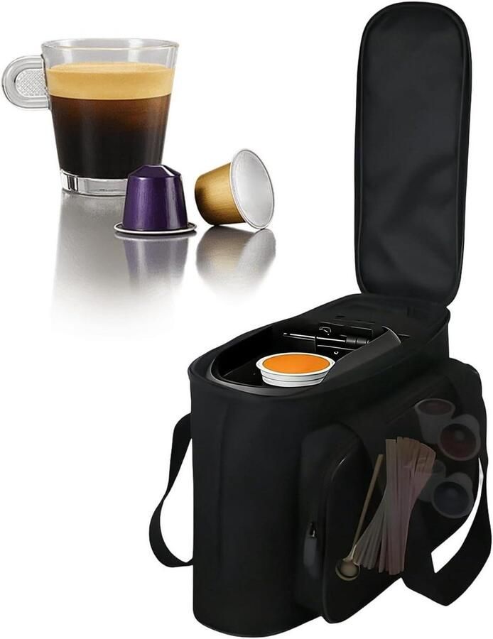 Reistas Koffiezetapparaat Draagtas Koffiezetter Mobiele Koffie Oplossing Interne Vakken 40 x 30 x 6 cm Zwart