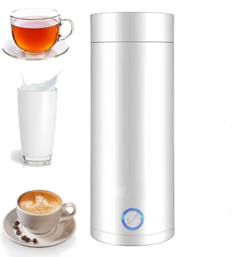 Reiswaterkoker 3-in-1 draagbare elektrische waterkoker en thermoskan automatische uitschakeling mini-waterkoker van 400 ml te gebruiken voor het zetten van melk koffie en thee